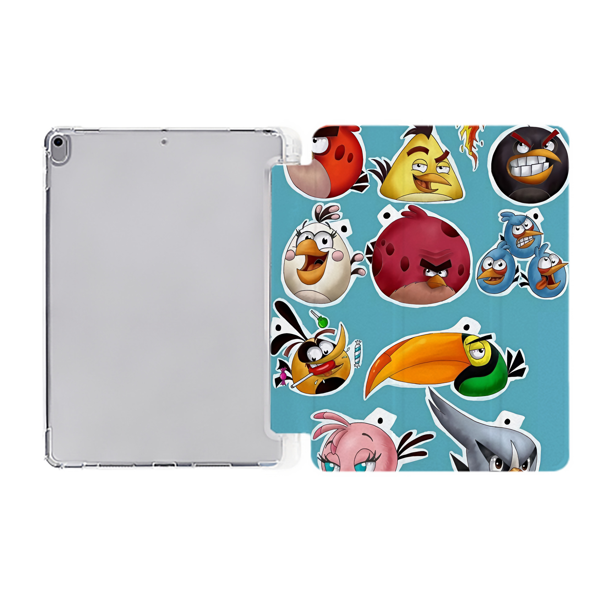 （画像用） Angry Birds アングリーバード IPad ケース ペン収納付き 三つ折りスタンド PUレザー×シリコン 対応機種9.5/10.5/10.9インチ